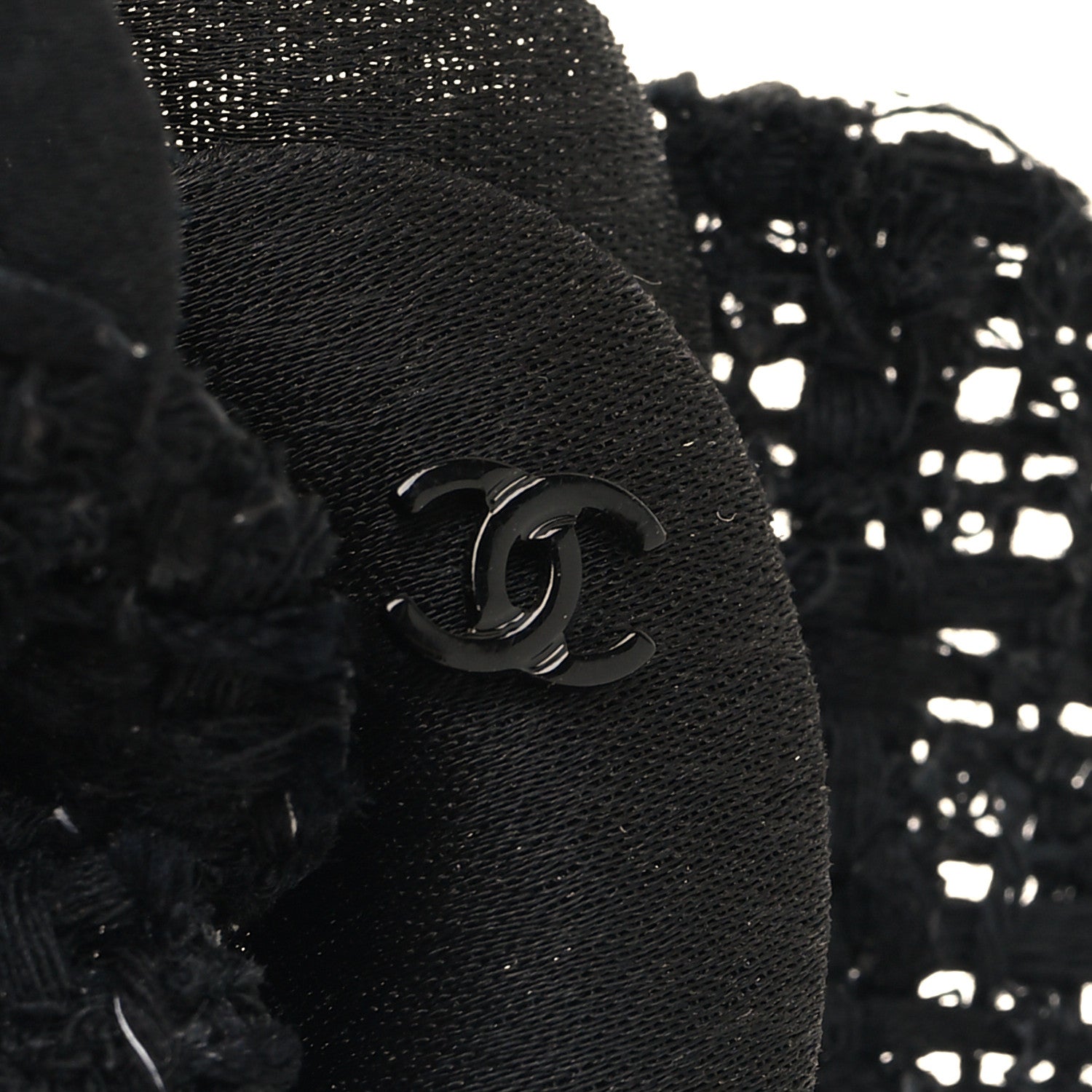Chanel Tweed Camellia Pin Brooch Black 3 of 3