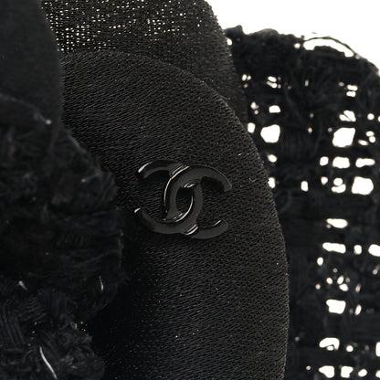 Chanel Tweed Camellia Pin Brooch Black 3 of 3