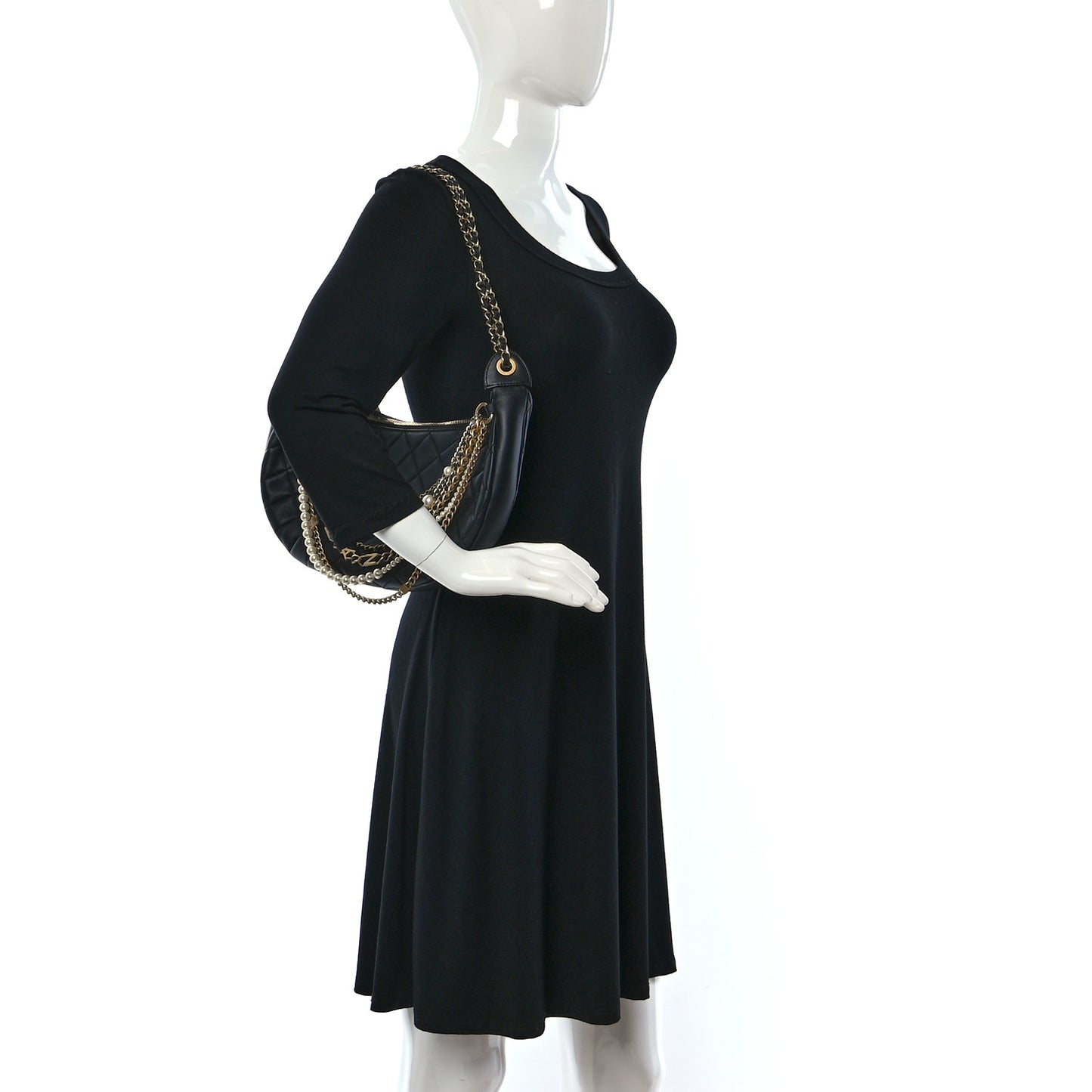 Lambskin Quilted All About Chains Hobo Black
