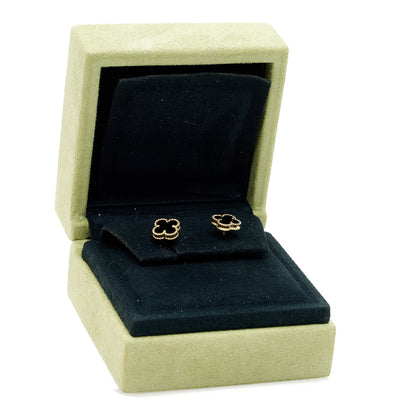 Van Cleef & Arpels 18K Yellow Gold Black Onyx Sweet Alhambra Earrings 5 of 5