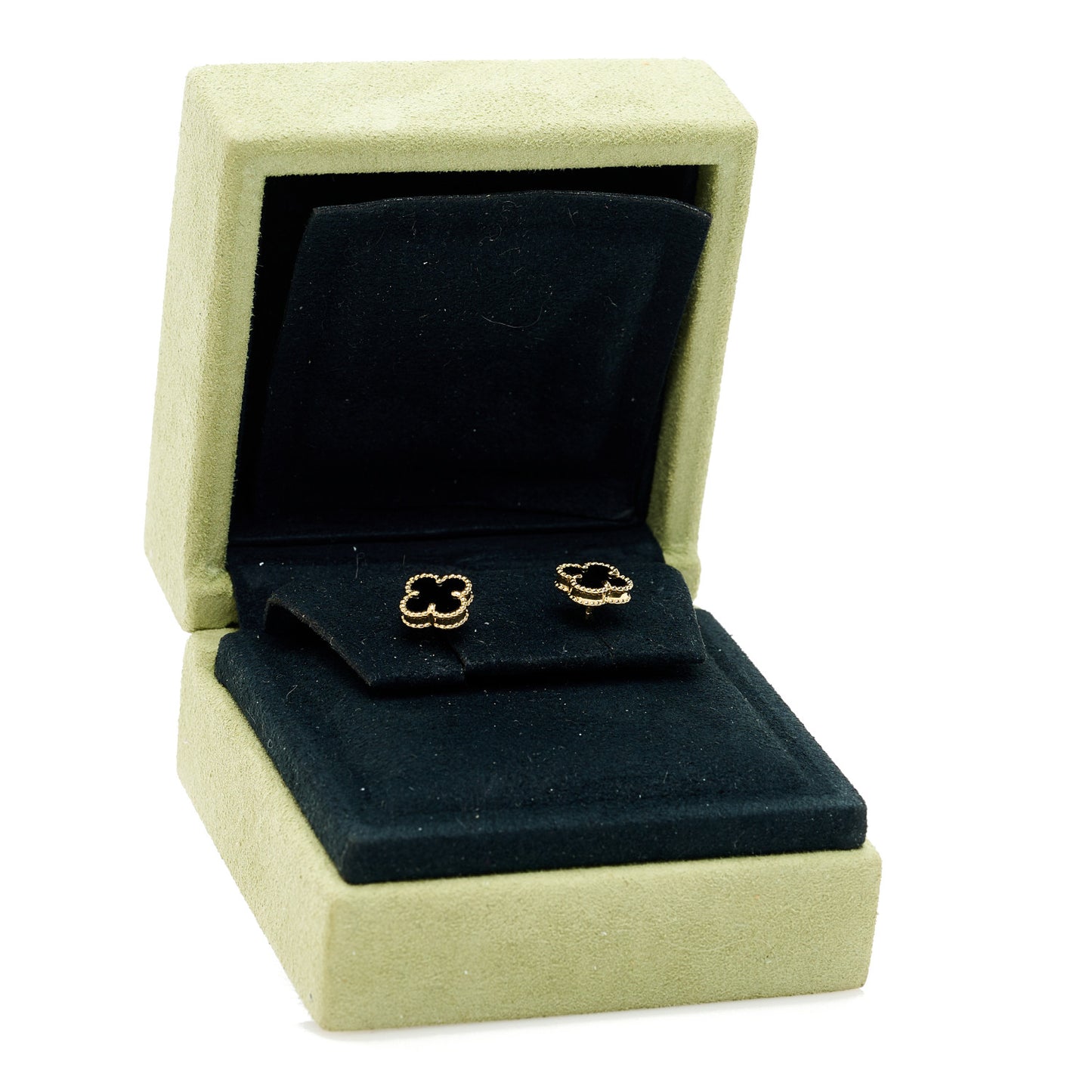 18K Yellow Gold Black Onyx Sweet Alhambra Earrings