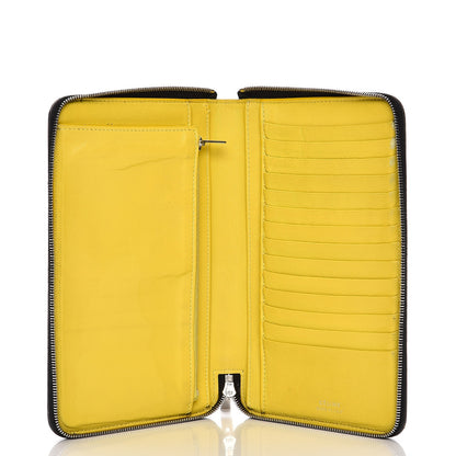 Celine Drummed Calfskin Zip Around Organizer Wallet Black Citron 5 of 12