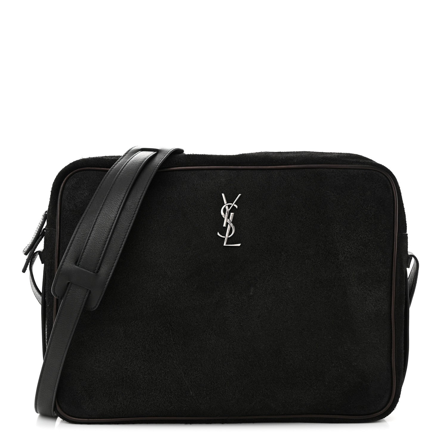 Saint Laurent Suede Flat Messenger Bag Black 1 of 15