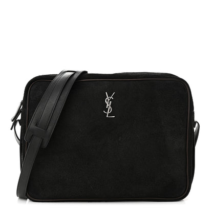 Saint Laurent Suede Flat Messenger Bag Black 1 of 15