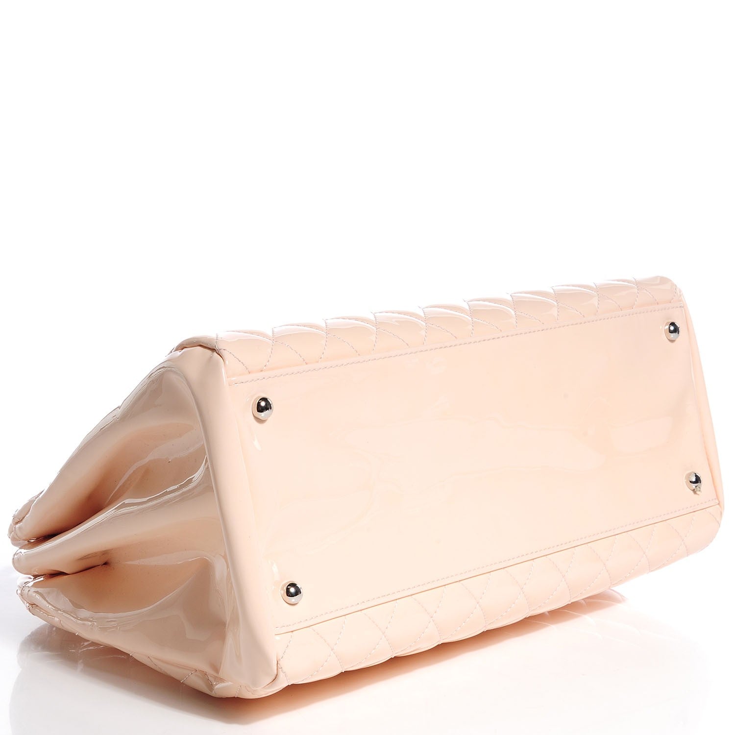 Chanel Patent Quilted Large Just Mademoiselle Bowling Bag Beige 4 of 8
