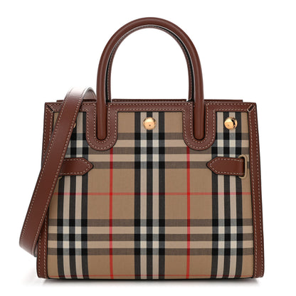 Burberry Calfskin Vintage Check Mini Two Handle Title Bag Archive Beige 1 of 9