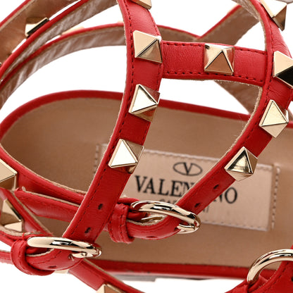 Valentino Garavani Calfskin Nappa Rockstud Ankle Wrap Flat Thong Sandals 35 Rouge Pur 10 of 10
