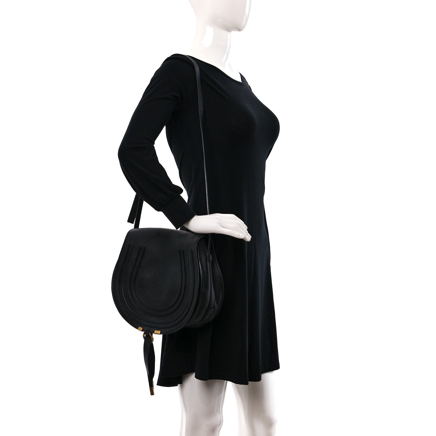 Chloe Calfskin Medium Marcie Round Crossbody Bag Black 2 of 10