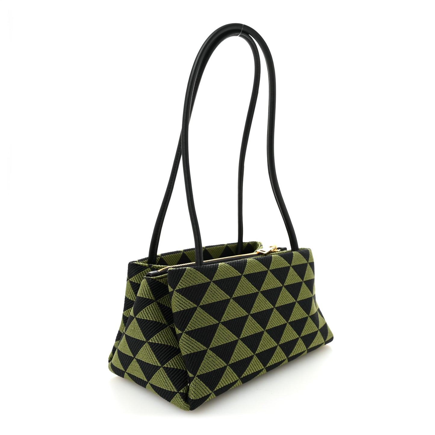 Jacquard Triangolo Symbole Embroidered Small Shoulder Bag Black Edera