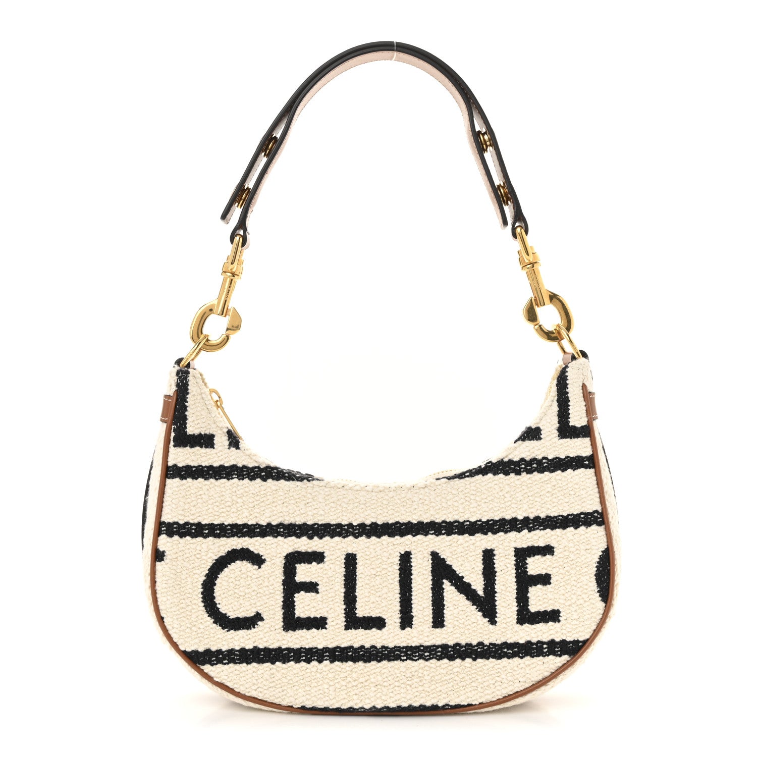 Celine Textile Medium Ava Shoulder Bag White Black 1 of 12