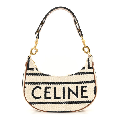 Celine Textile Medium Ava Shoulder Bag White Black 1 of 12