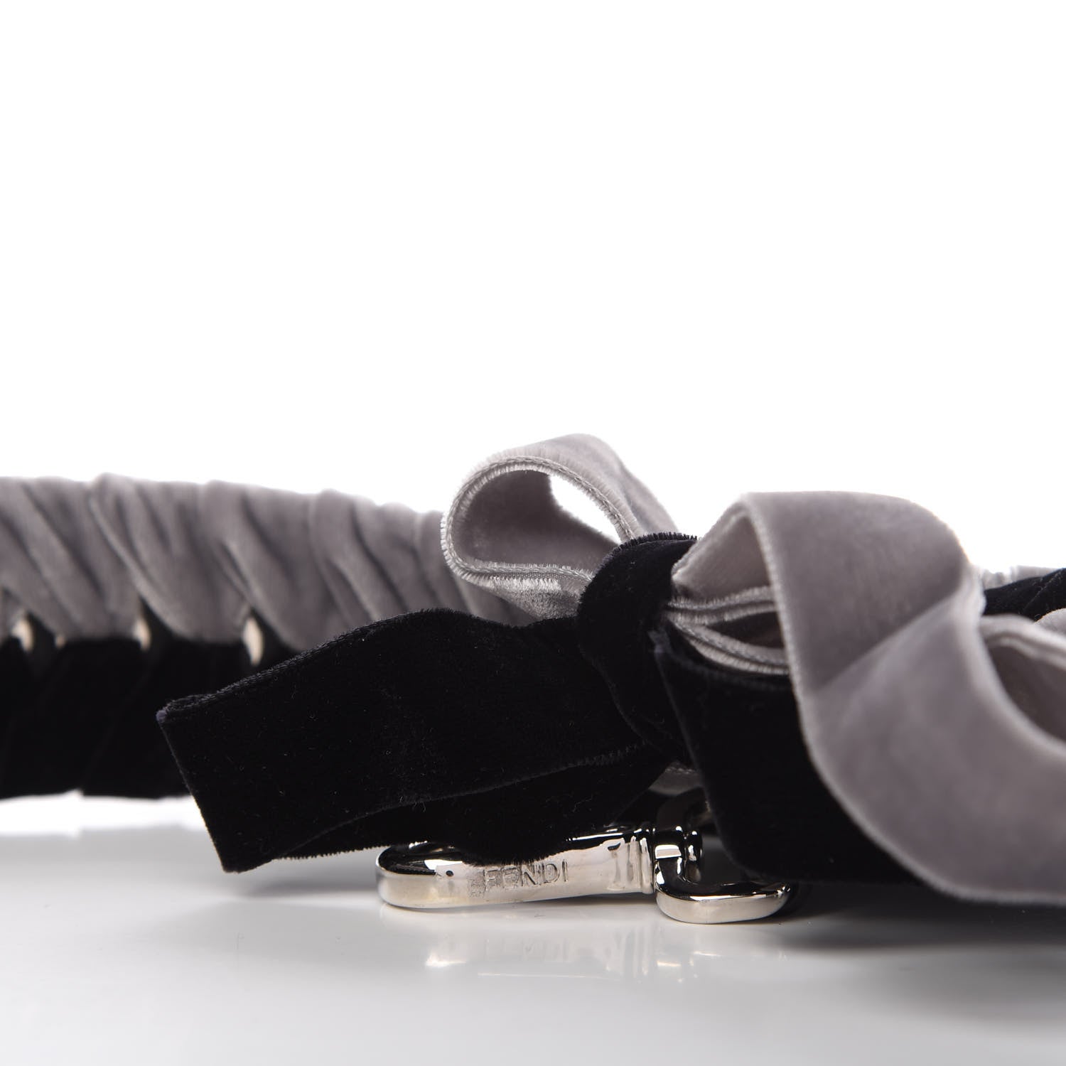 Fendi Velvet Lace Up Strap You Grey Black 3 of 4