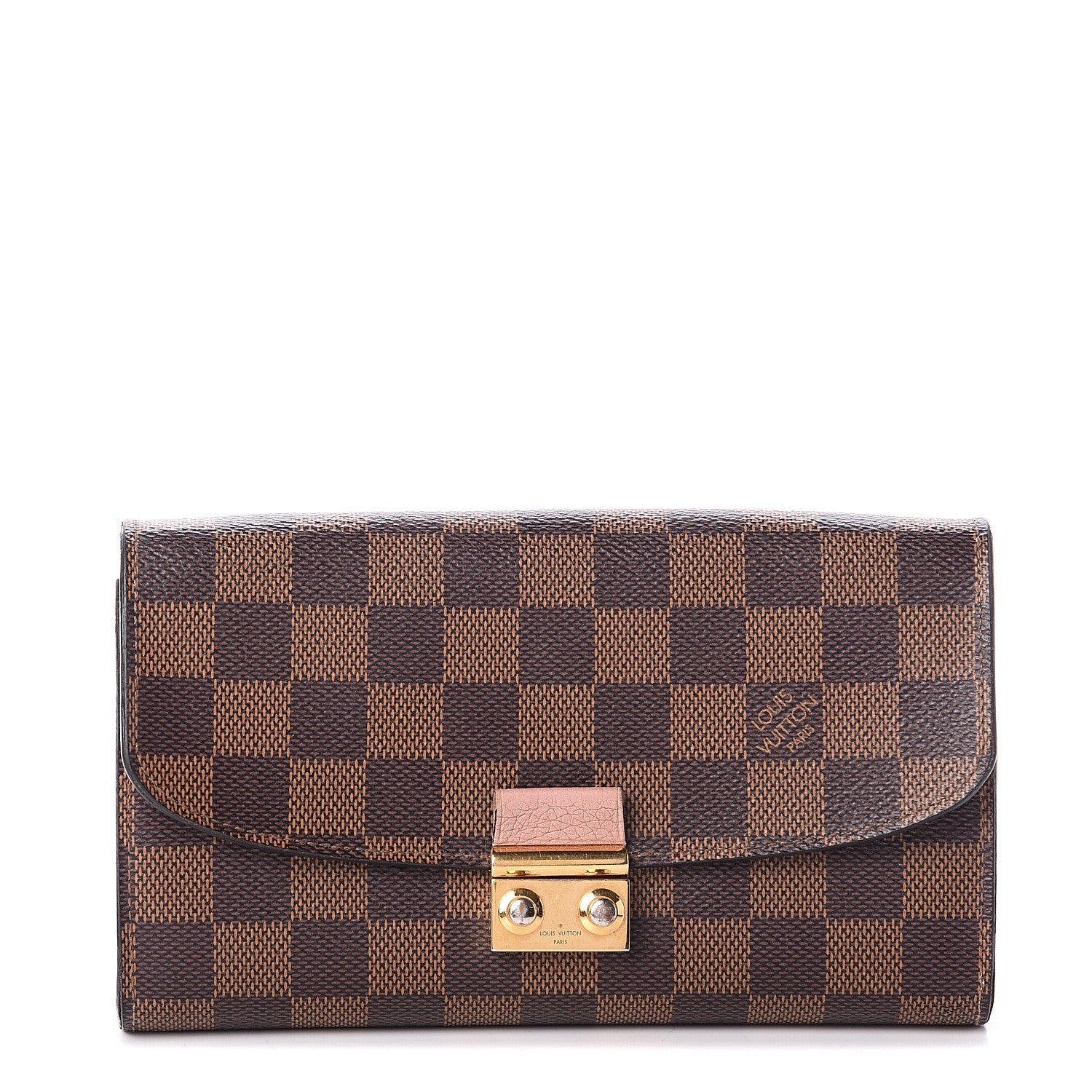 Louis Vuitton Damier Ebene Croisette Chain Wallet Rose Ballerine 1 of 5
