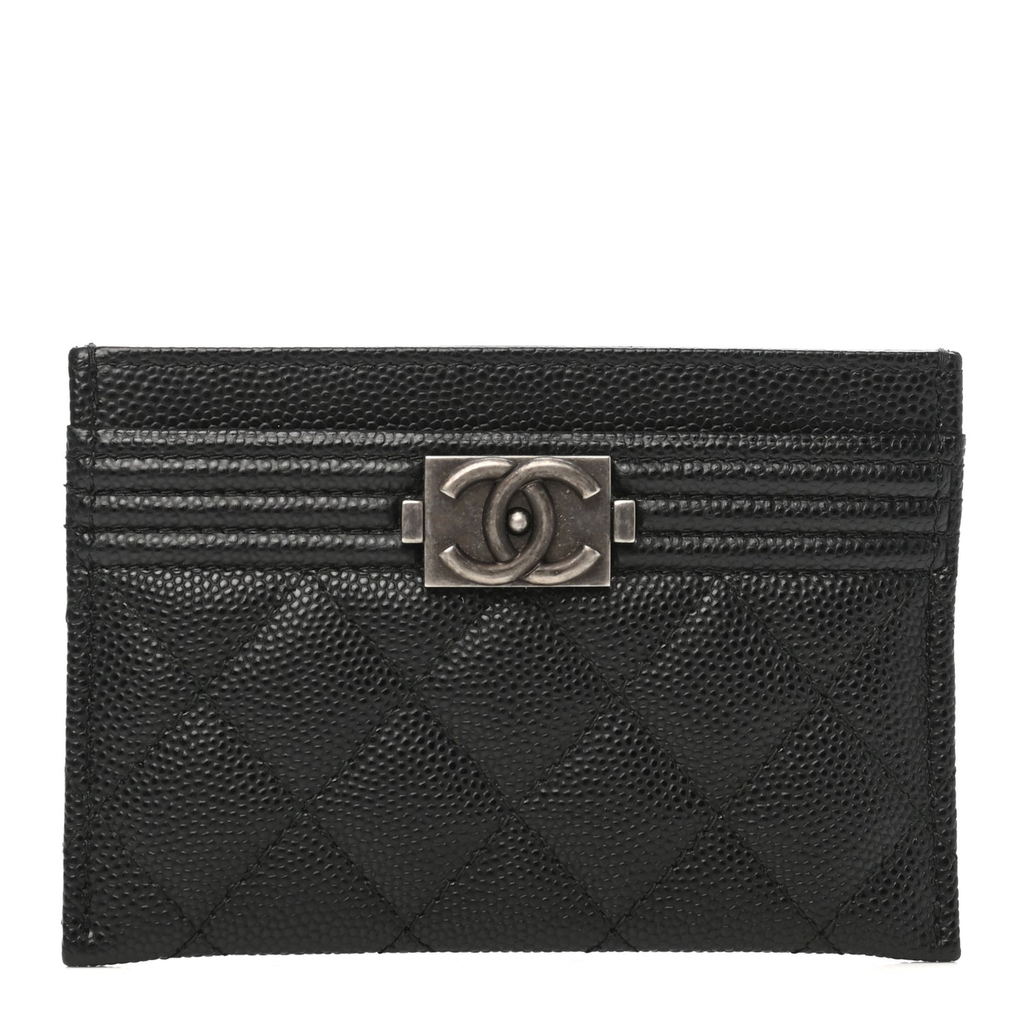 Caviar Quilted Boy Card Holder Black