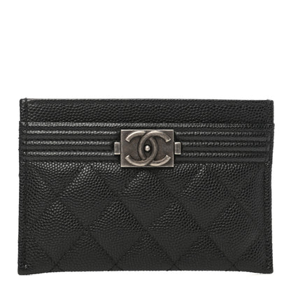 Chanel Caviar Quilted Boy Card Holder Black 1 of 7