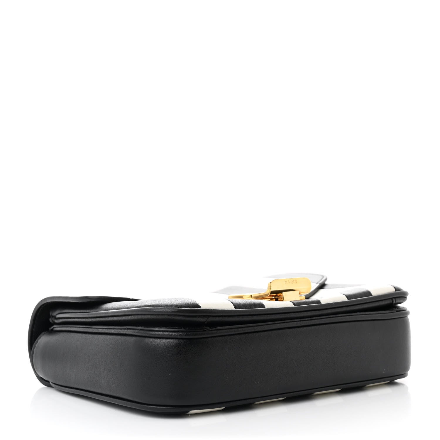 Celine Shiny Calfskin Stripes Small C Bag Black 4 of 10