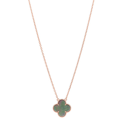Van Cleef & Arpels 18K Rose Gold Gray Mother of Pearl Vintage Alhambra Pendant Necklace 1 of 8