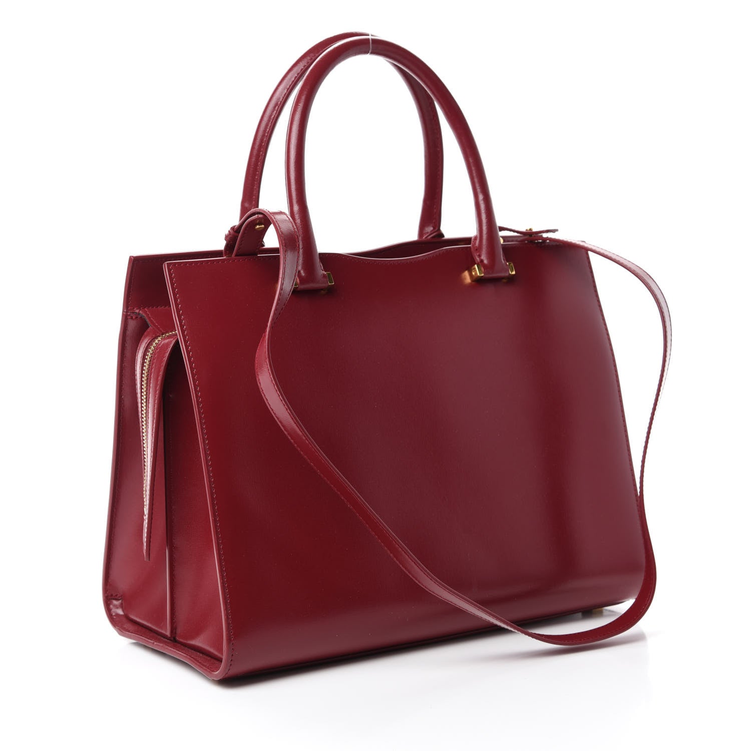 Saint Laurent Shiny Calfskin Medium Uptown Tote Rouge Eros 3 of 10