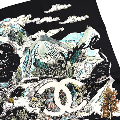 Chanel Silk CC Square Scarf Black Multicolor 3 of 5