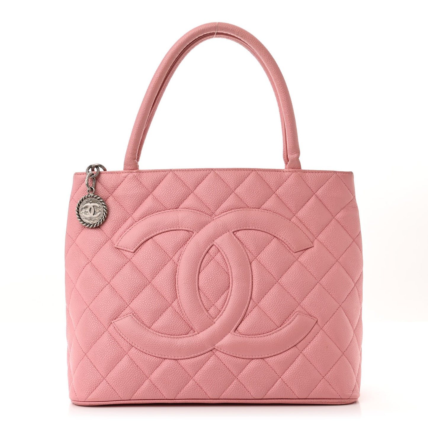 Caviar Quilted Medallion Tote Dark Pink