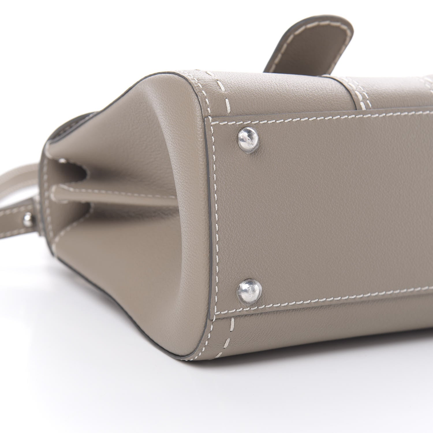Delvaux Grained Rodeo Calfskin Surpique Mini Brillant Satchel Tourterelle Ivory 9 of 10
