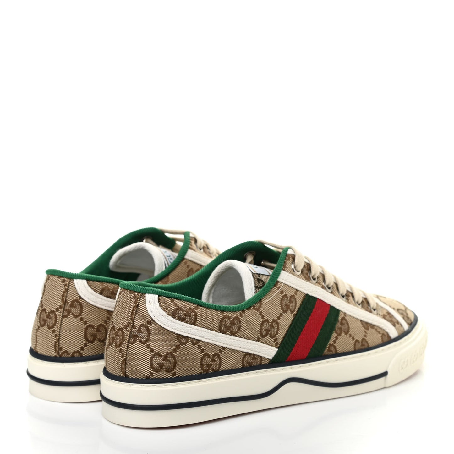 GG Monogram Web Womens 1977 Tennis Sneakers 38 Beige Ebony Mystic White