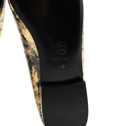 Chanel Laminated Suede Goatskin Cap Toe CC Ballerina Flats 40 Gold 7 of 9