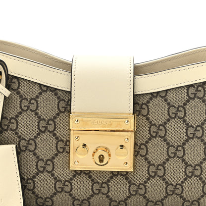 Gucci GG Supreme Monogram Calfskin Small Padlock Chain Shoulder Bag Beige Ebony Mystic White 8 of 11