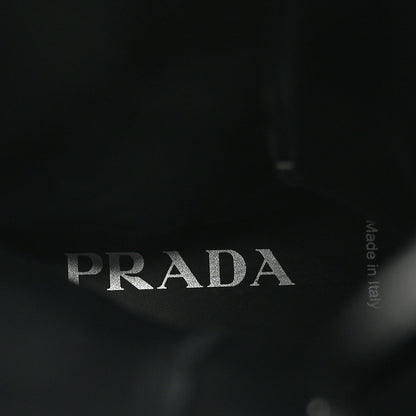 Prada Spazzolato Rois Re-Nylon Metal Triangle Logo Monolith Pouch Pocket 55mm Tall Combat Boots 39.5 Black 8 of 13