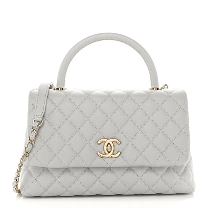 Chanel Caviar Quilted Small Coco Handle Flap Light Grey 1 of 11