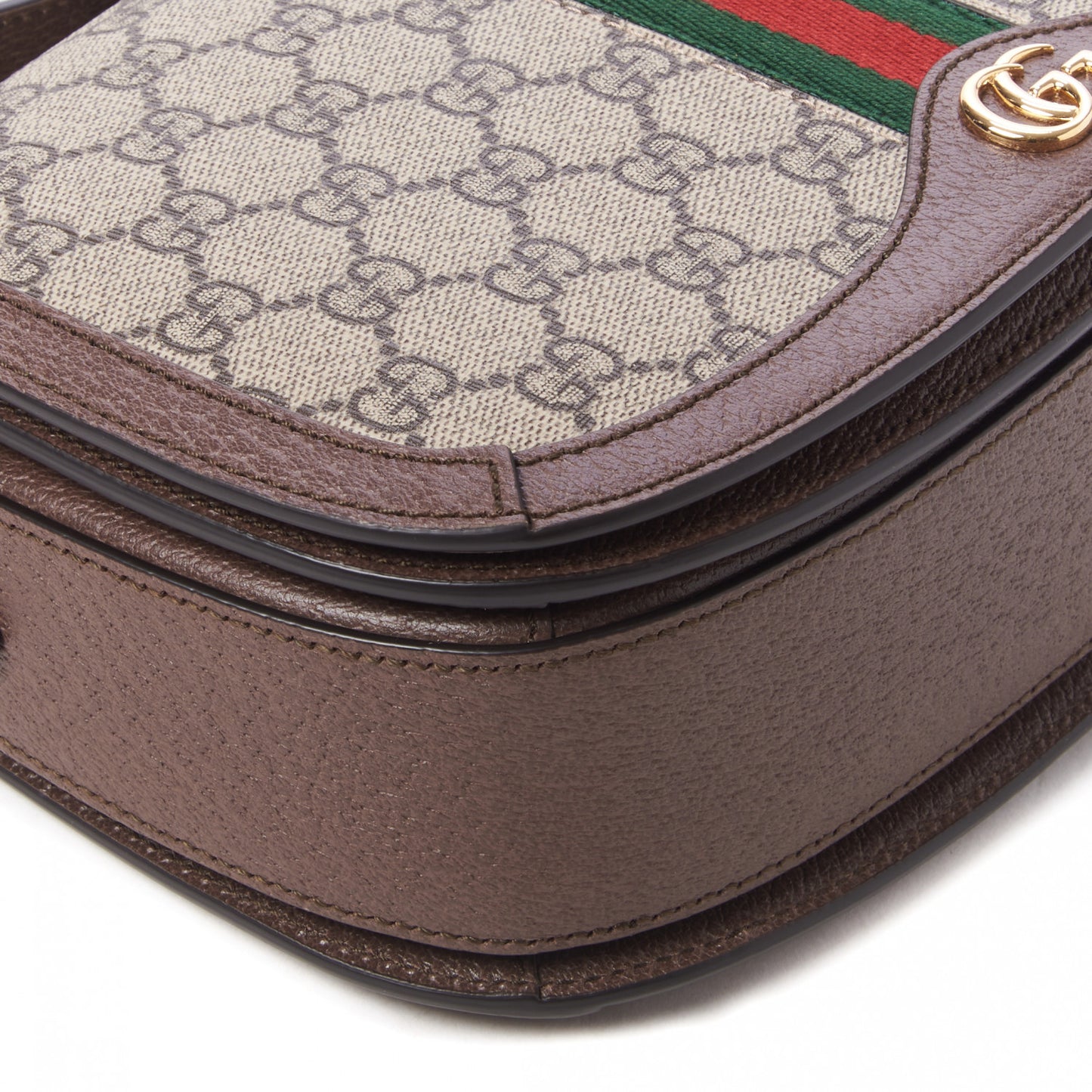 GG Supreme Monogram Web Small Ophidia Flap Messenger Bag Brown