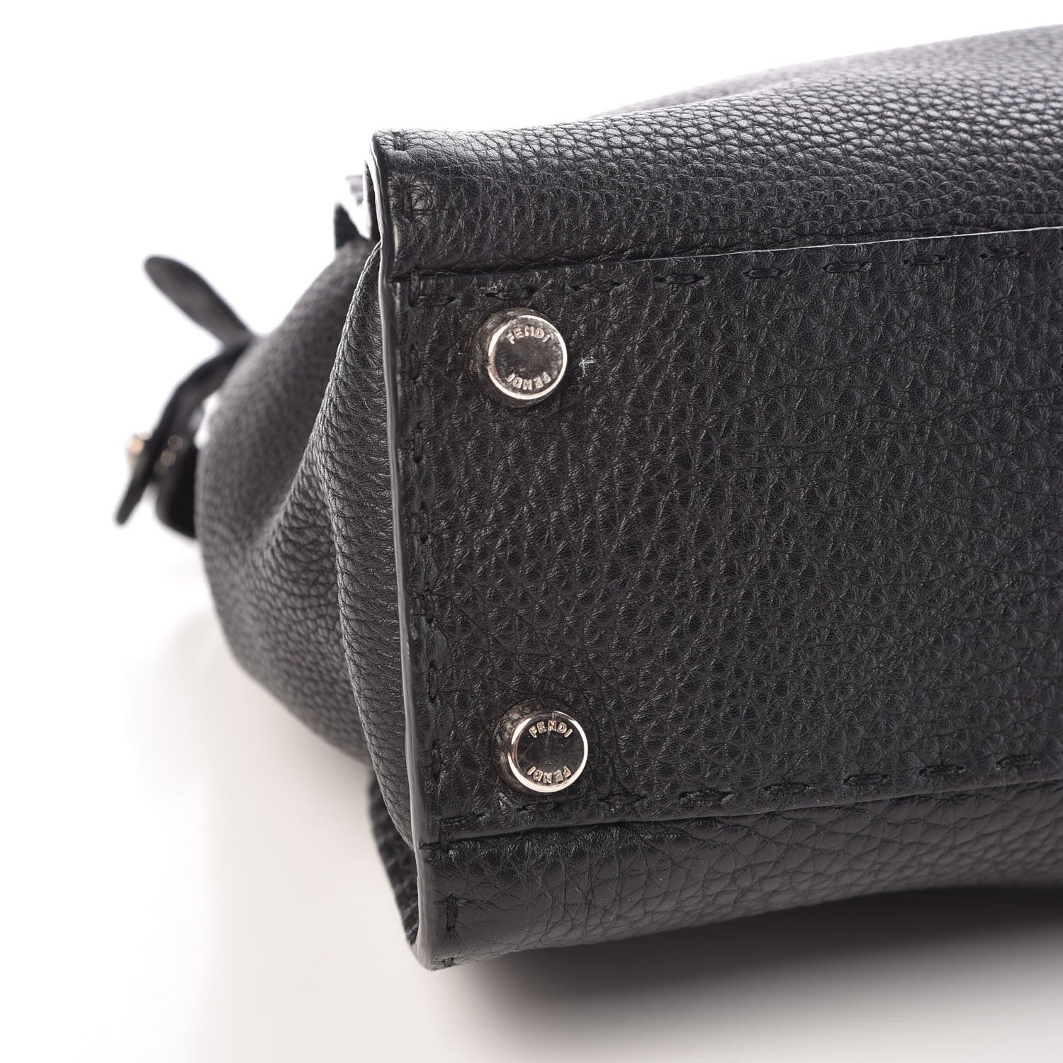 Fendi Cuoio Romano Selleria Bi-Color Medium Peekaboo Iconic Satchel Black Mou 10 of 11
