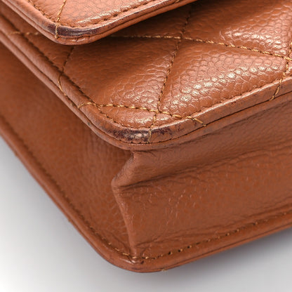 Chanel Caviar Quilted Wallet On Chain WOC Light Brown 8 of 11