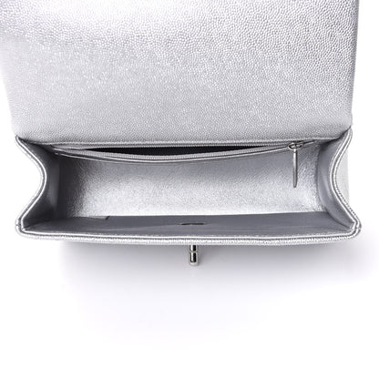 Chanel Metallic Caviar Quilted Mini Top Handle Rectangular Flap Silver 6 of 12