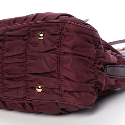 Prada Tessuto Nylon Nappa Gaufre Shopping Satchel Granato 8 of 8