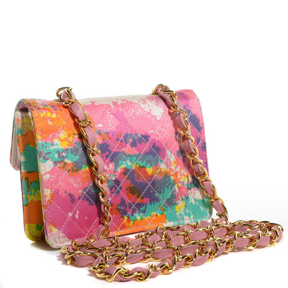 Chanel Satin Printed Watercolor Micro Flap 3 of 8