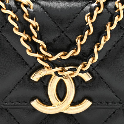 Chanel Calfskin Quilted Perfect Fit Coin Purse With Chain Black 9 of 12