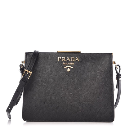 Prada Saffiano City Calf Light Frame Bag Black 1 of 9