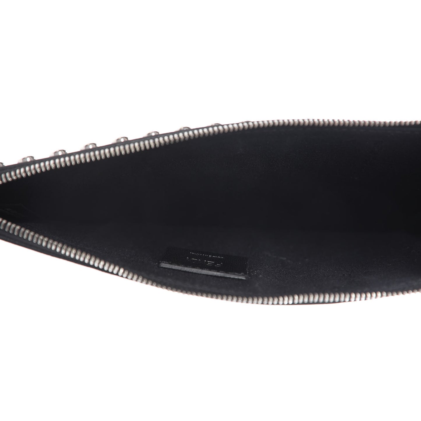 Vitello Elite Mink Fur Studded Karlito Zip Pouch Black