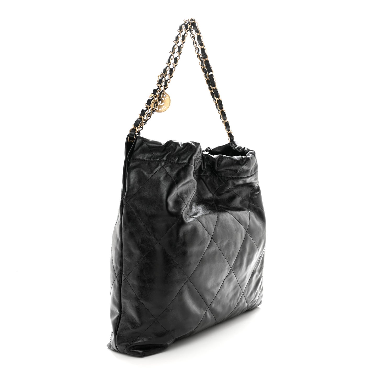 Shiny Calfskin Quilted Chanel 22 Black