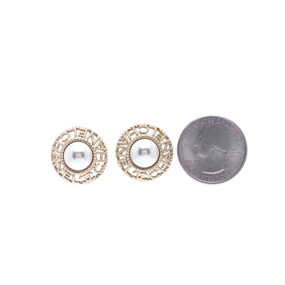 Chanel Pearl CC Round Rope Logo Earrings Gold 2 of 6