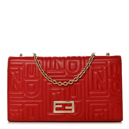 Fendi Nappa Logo Embossed Long Wallet on Chain Rosso 1 of 14