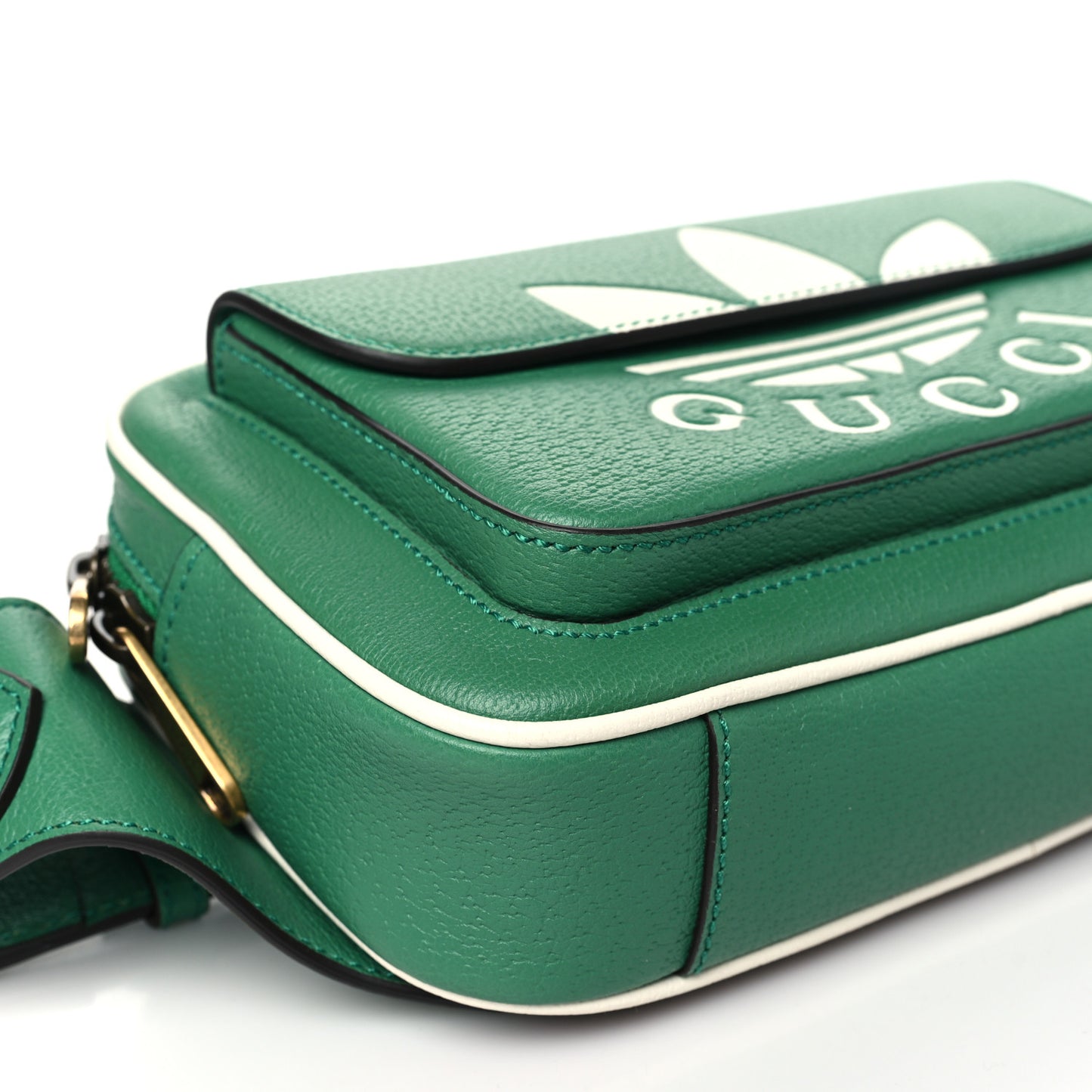 X ADIDAS Textured Dollar Calfskin Belt Bag Green