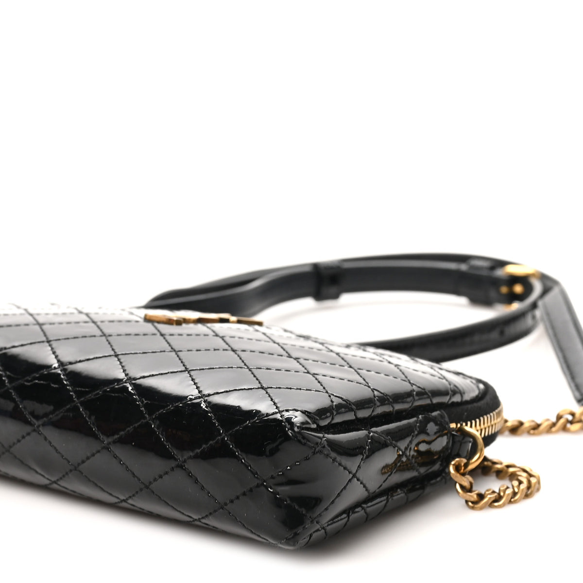 Lambskin Quilted Gaby Zipped Pouch Black