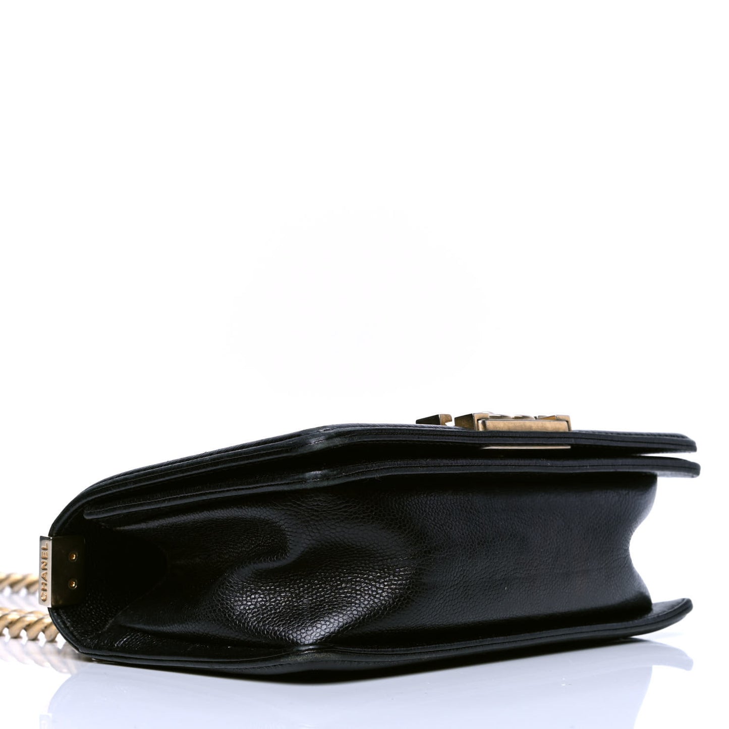 Caviar Chevron Quilted Small Boy Flap Black