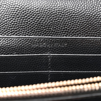 Saint Laurent Grain De Poudre Matelasse Chevron Monogram Chain Wallet Black 6 of 12