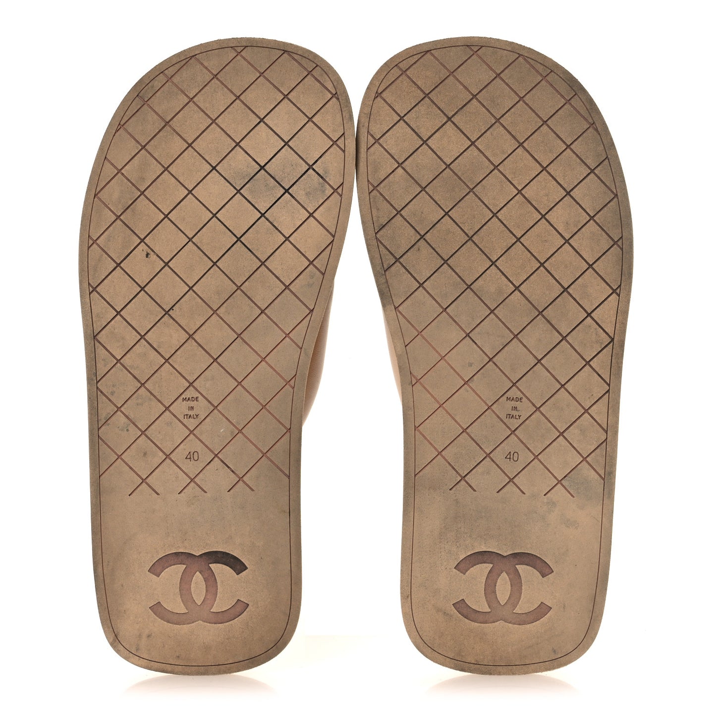 Lambskin Padded Pool Thong Sandals 40 Beige