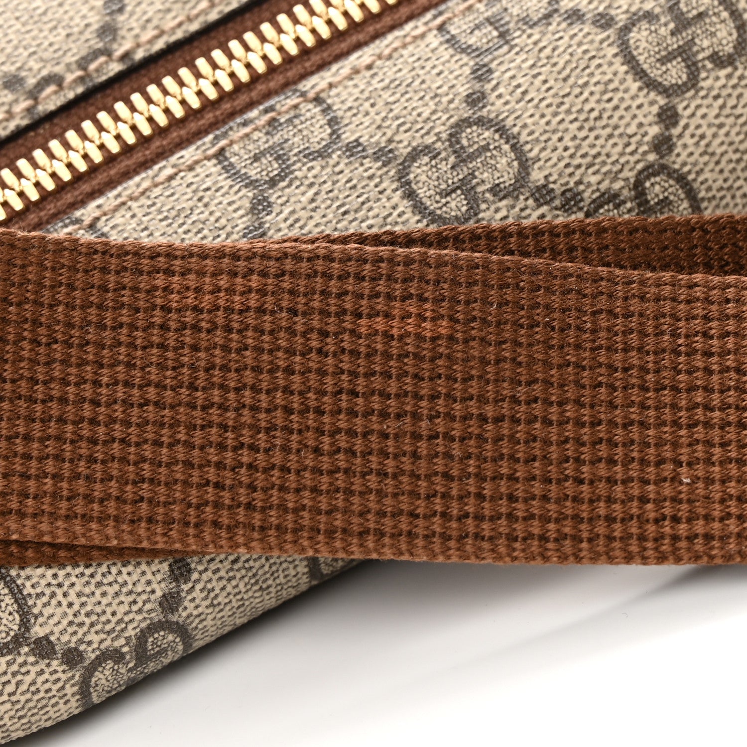 Gucci GG Supreme Monogram Textured Calfskin Retro Interlocking G Belt Bag Beige Ebony Brown Sugar 13 of 16