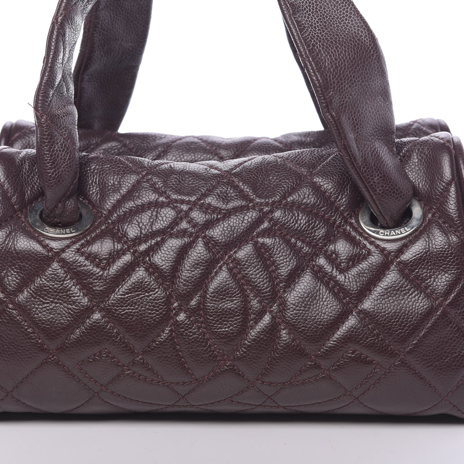 Chanel Caviar Quilted CC Timeless Bowler Burgundy 10 of 14
