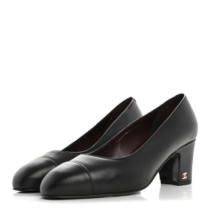 Chanel Lambskin Cap Toe CC Uniform Pumps 36.5 Black 4 of 10
